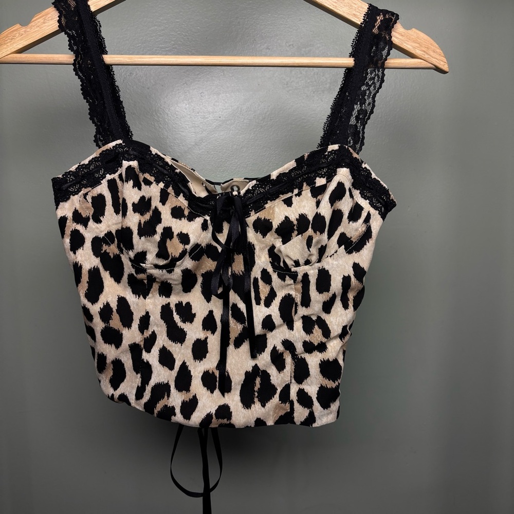 Windsor Leopard Print Lace-Up Top - Picture 5 of 5